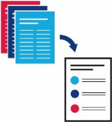 A stack of document icons with an arrow pointing towards a single Easy Read icon