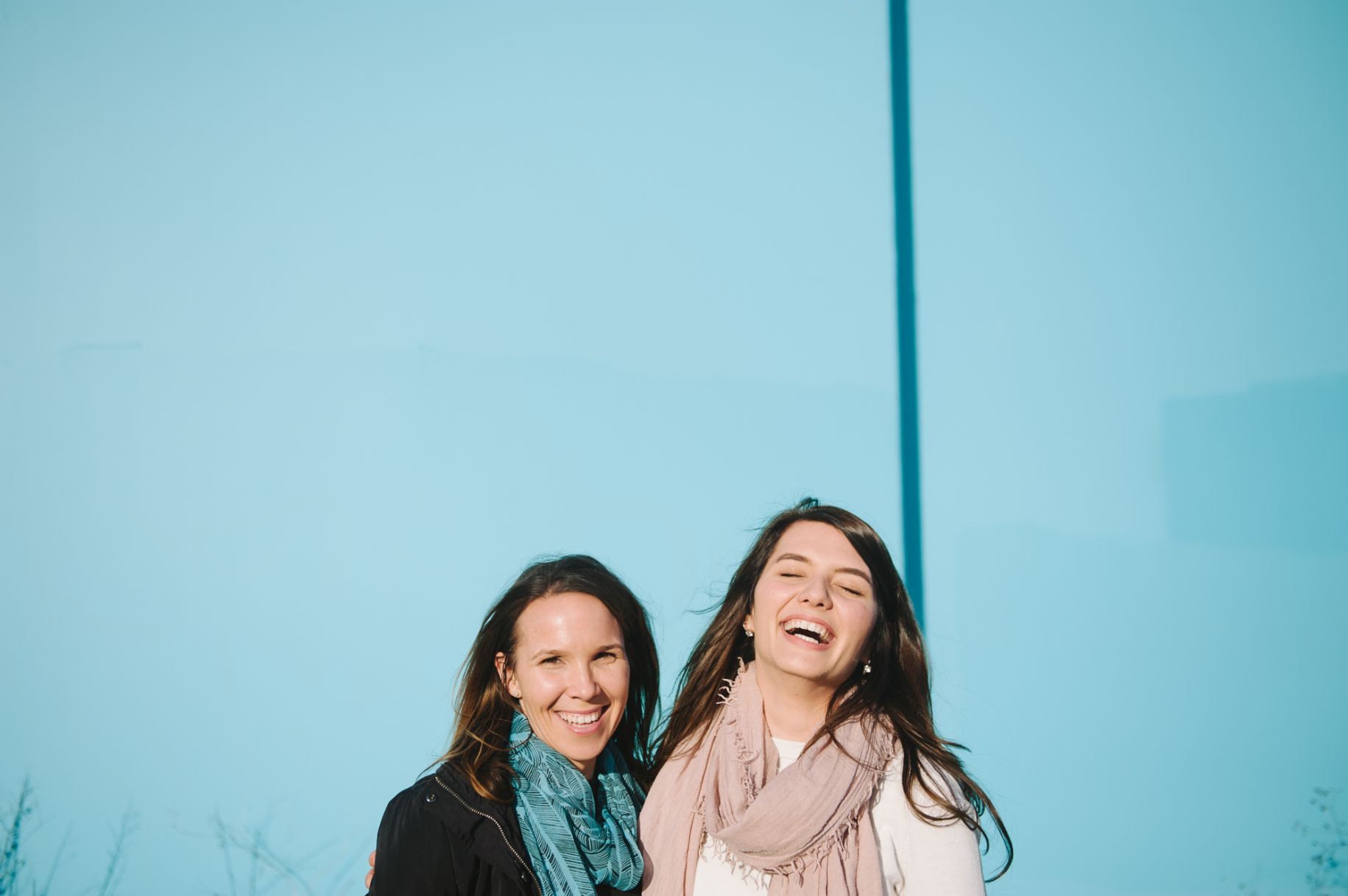 A photo of Deborah and Sara laughing 