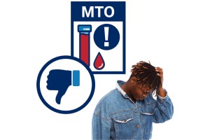 A person with a frustrated expression. Next to them is an "MTO" document with a thumbs down icon.