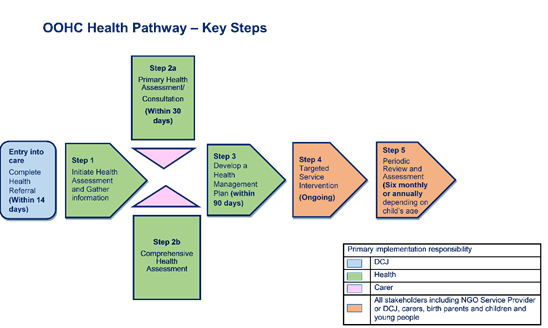 Process diagram of the key steps in the  Health Pathway. 